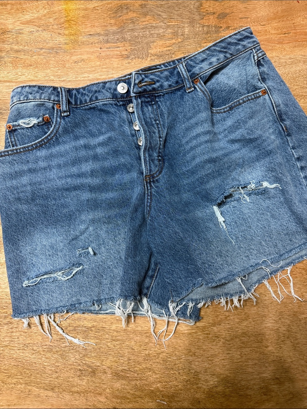House of Harlow 1960 Distressed Blue Denim Shorts